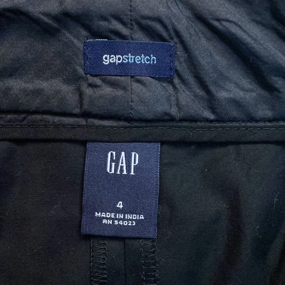 GAP stretch‎ black twill flat front embellished flat front mini pencil skirt